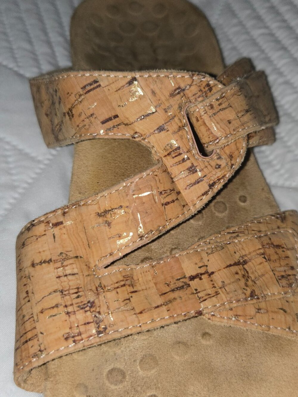 VIONIC Gold Cork Slide Sandals Size 8 - Picture 5 of 7